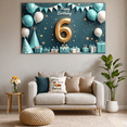 thumbnail image 4 of Blue Balloons Happy Birthday Number 6 Banner Decorative Design Birthday Party for Kids Celebration Indoor Decoration Photo Backdrop, 4 of 7