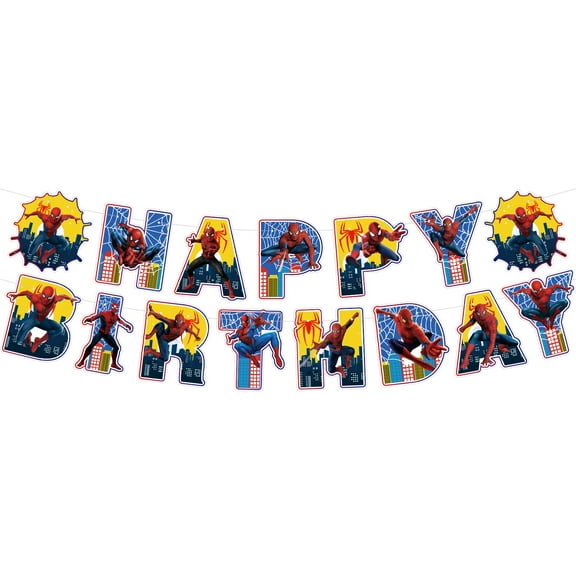 Spider-Man Happy Birthday Banner Birthday Party Decorations Party Banner