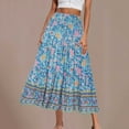 thumbnail image 4 of Women's Long Skirts Summer Fashion Boho Flowy Swing A-Line Skirts 2025 Leisure Vacation Beach Elastic Waist Printing Long Maxi Skirt, 4 of 6