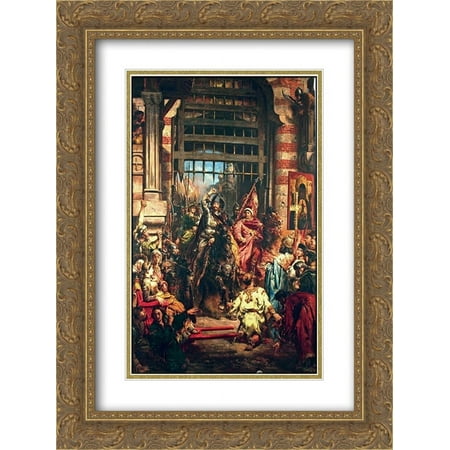 Jan Matejko 2x Matted 20x24 Gold Ornate Framed Art Print 'Boleslaw the Brave with Sviatopolk at the Golden Gate in Kiev'