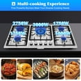 thumbnail image 5 of 5 Burner Gas Top Stove Gas Cooktop 34 Inch Stainless Steel Built-in Gas Cooktop Gas Cooker Natural Gas/LPG Silver Gas Hob,Easy to Clean and Ignite(5 Burner/33.85"*19.68"), 5 of 10