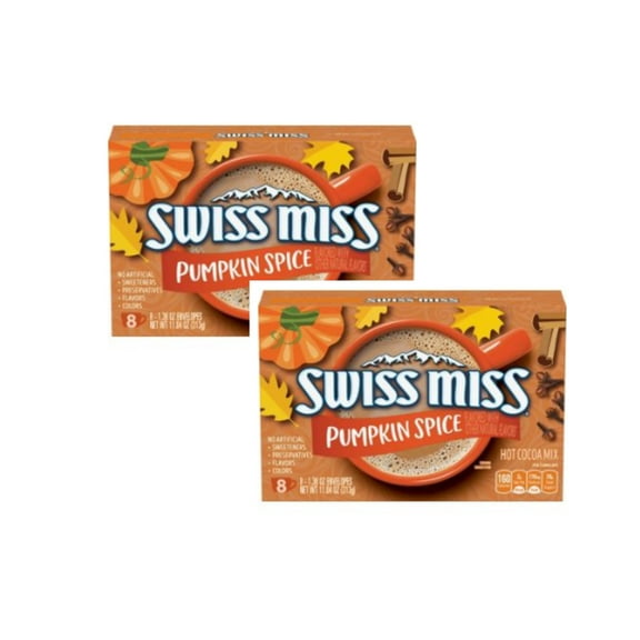 Pumpkin Spice Swiss Miss Hot Cocoa Mix 2 boxes 16 - 1.38 oz packs