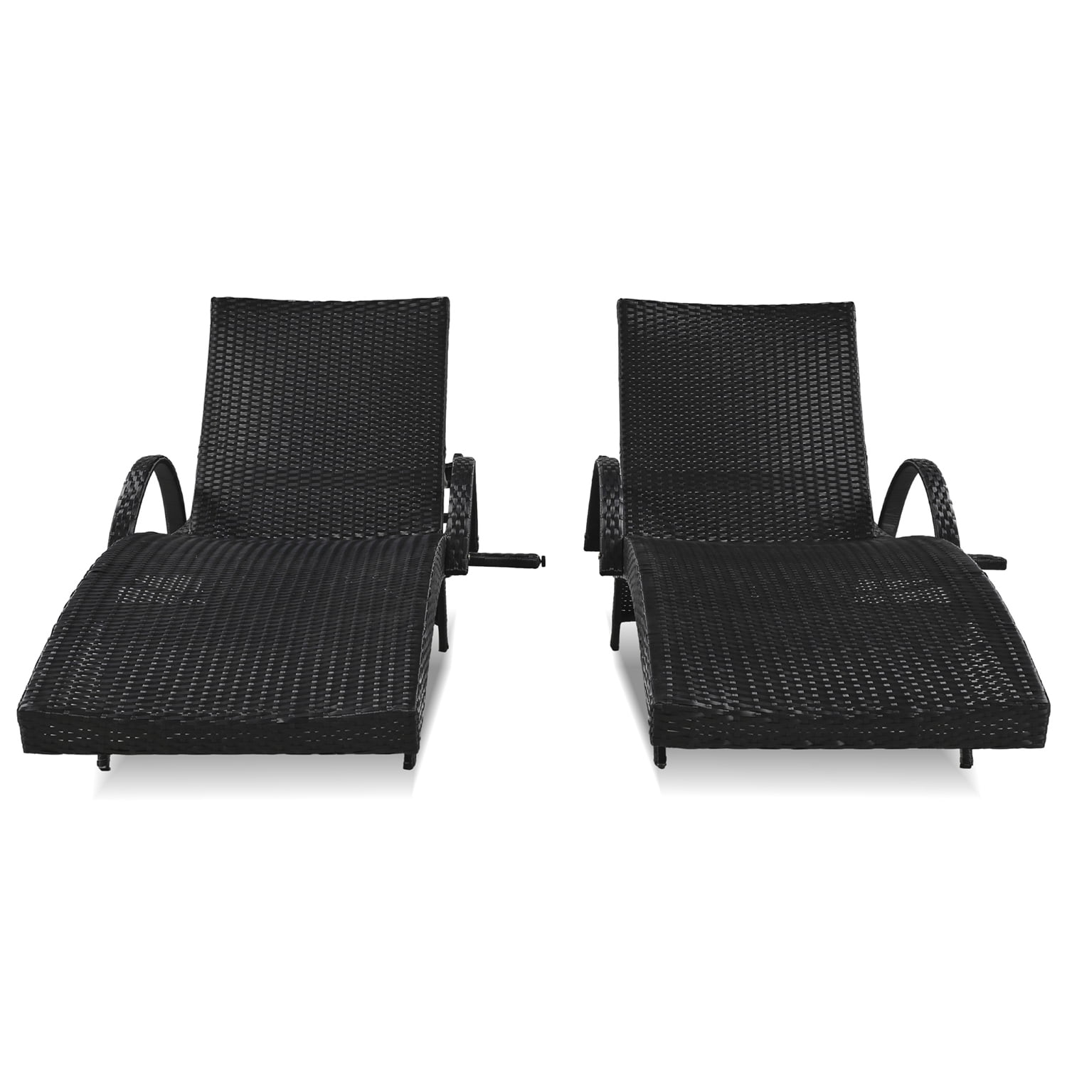 Aimee Lii Set of 2 Patio Wicker Adjustable Backrest Ergonomic Chaise Lounge Chairs with Pull-out Side Table, Convenient and Comfortable, Black Aimee Lii Set of 2 Patio Wicker Adjustable Backrest Ergonomic Chaise Lounge Chairs with Pull-out Side Table, Convenient and Comfortable, Black