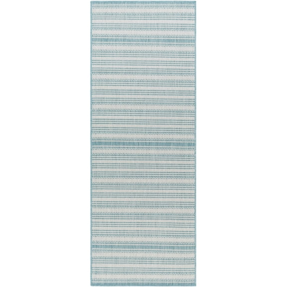 Hauteloom Engla Hallway, Kitchen Runner Rug - Ivory, Blue - 2'7" x 7'3"
