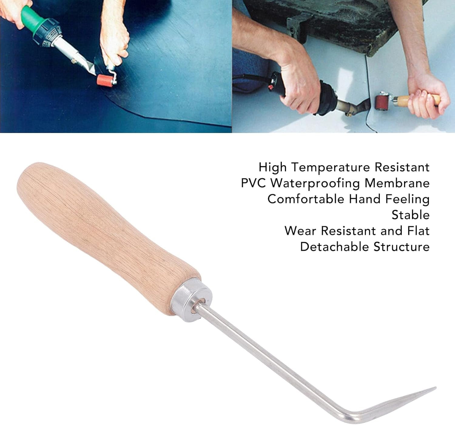 ABPETE Weld Seam Crochet, 6mm Diameter Wood Handle Hot Welding Crochet High Speed Steel Seam Tester Seam Needle for Roofing PVC TPO EPDM, WeldingAccessory