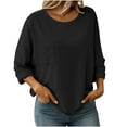 thumbnail image 2 of VgaVtl Womens Plus Tshirts Long Sleeve Fall Winter Women's Tops Workout Black Loose Pocket Casual Solid Color Shirts,L, 2 of 6