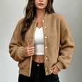 thumbnail image 2 of Tqcoqu Women's Round Neck Button Front Solid Color Jacket Long Sleeve with Pockets Casual Outerwear, 2 of 7