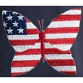 thumbnail image 2 of Women's Patriotic Butterfly American Flag 5-button 3/4 Sleeve Henley Shirt, 4XL Black, 2 of 3