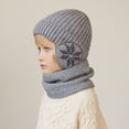 thumbnail image 3 of YAOBAMM Knitted Cap Neck Warp Set Winter Children Hat Scarf Set Printed Thickened Elastic Warm Dome Windproof Ear Neck Protection, 3 of 7