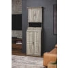 thumbnail image 2 of Accudart Standing LED Bristle Dartboard Cabinet Set - Weathered Grey Finish - Brazilian Sisal Dartboard - Built-In Storage - Protective Velvet Backboard - Dual Chalkboards and 6 Darts, 2 of 5