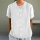 thumbnail image 2 of Tops de trabajo para Mujeres,Blusa de encaje con botones para mujer, cuello redondo, manga 3/4, poliéster, ideal para uso diario, sopatenor, 2 of 9