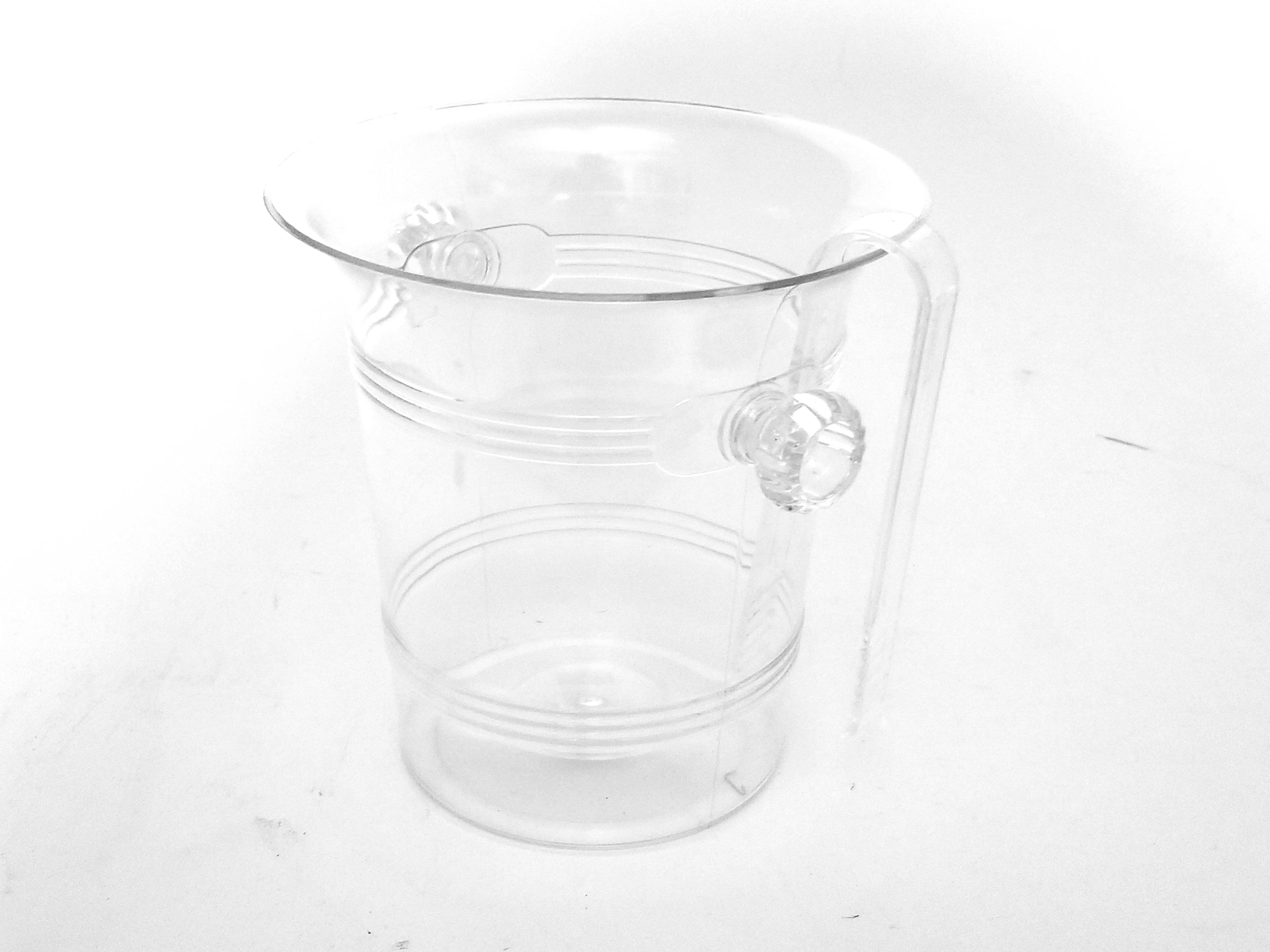 2 Plastic Ice buckets with tongs 6.5 inch tall clear non durable