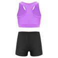thumbnail image 5 of JanJean Kids Girls Gymnastic Dance Outfit Racerback Crop Top with Shorts Set Sleeveless Yoga Workout Purple 6, 5 of 9