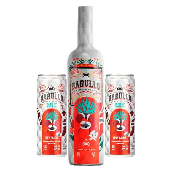 Licor con Tequila Barullo Con Luz Led 750 Ml con 2 Mix Spicy Barullo Licor con Tequila