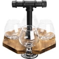 thumbnail image 7 of MyGift Industrial Pipe and Rustic Brown Wood Whiskey Flight Set with 4 Glasses, 7 of 7