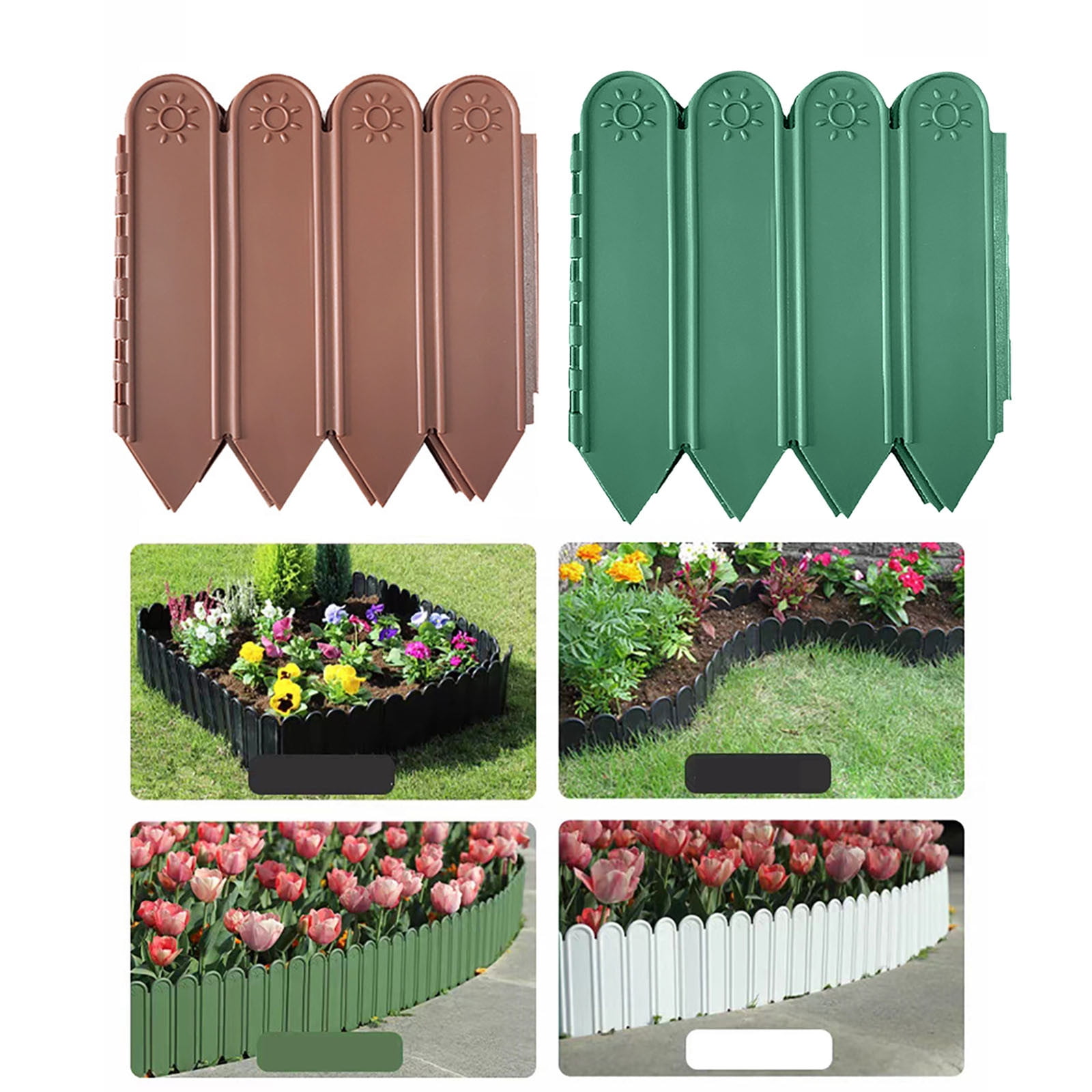 Nkmbld 10PC Plastic Garden Fence Border, Lightweight Decorative Landscape Edging Panels, Plastic Vegetable Garden Courtyard Flower Bed Fence Board