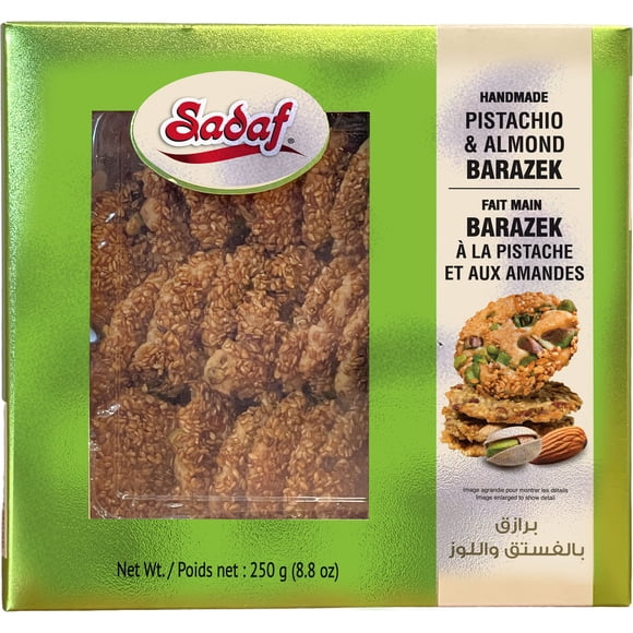 Sadaf Pistachio & Almond Barazek - Handmade Middle Eastern Sesame Cookies, 250g