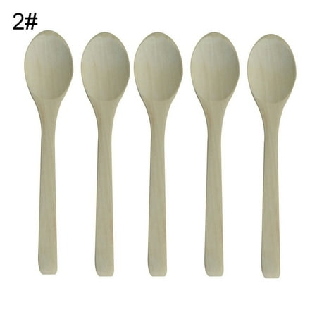 

VEAREAR Wooden Spoon 5Pcs Wooden Handmade Long Handle Eating Cooking Soup Spoons Kitchen Utensil