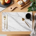 thumbnail image 2 of Marble Placemats Set of 6, Modern Grey White Rock Monochrome Simple Placemats for Dining Table, Place Mats for Kitchen Tabletop, Waterproof Wipeable Dining Table Mats Set, 2 of 9