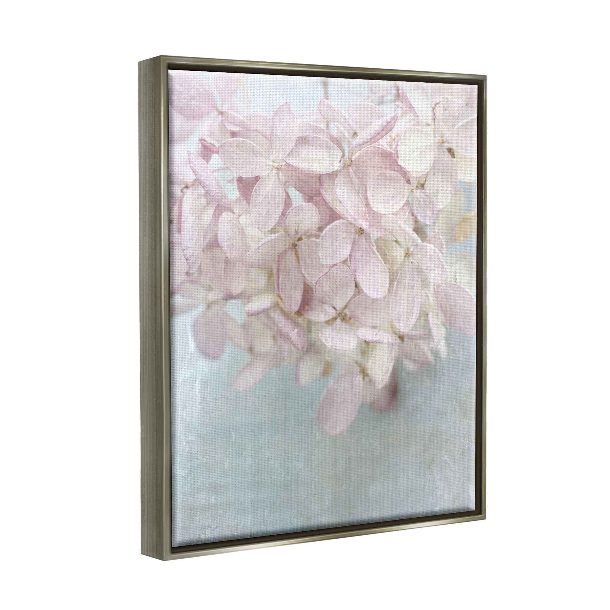 Stupell Industries Soft Pink Abstract Flower Petals Botanical & Floral Painting Gray Floater Framed Art Print Wall Art