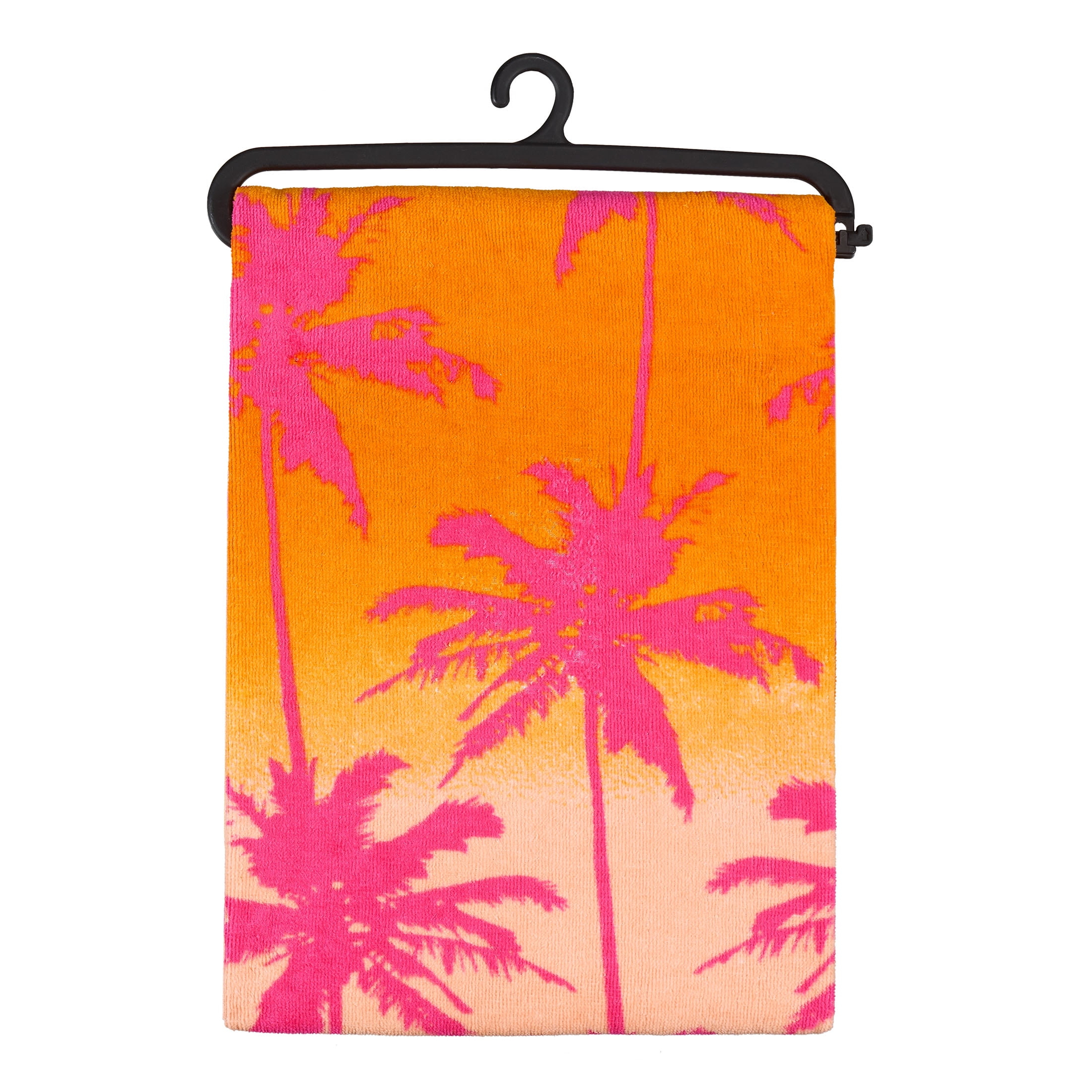 Mainstays Beach Collection Pink Palm Cotton-Blend Beach Towel