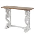thumbnail image 4 of HomeStock Coastal Craftsman Vintage White And Natural Wood Console And Entry Table, 4 of 9
