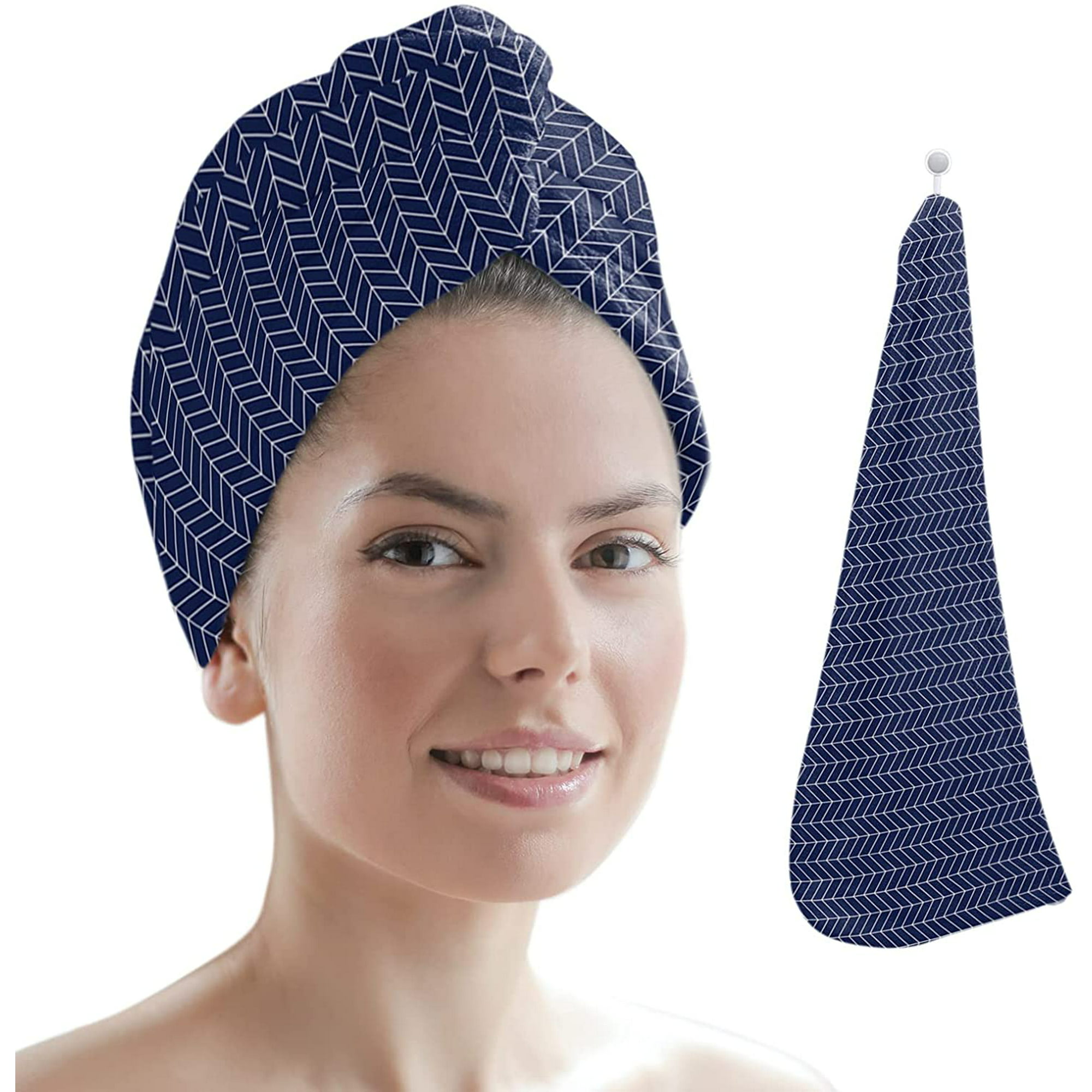 Microfiber Hair Towel Wrap for Women, Navy Blue Stripe Super Absorbent Hair  Drying Towels, Quick Dry Hair Turban for Curly Hair, Wet Hair, Long & Thick  Hair, Herringbone | Walmart Canada