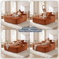 thumbnail image 2 of Oooh life Convertible Sofa Bed, Oversized Indoor Chaise Lounge with Cup Holders, Orange Corduroy Floor Chair, No Assembly, 65 inch Large Lounger, 2 of 6