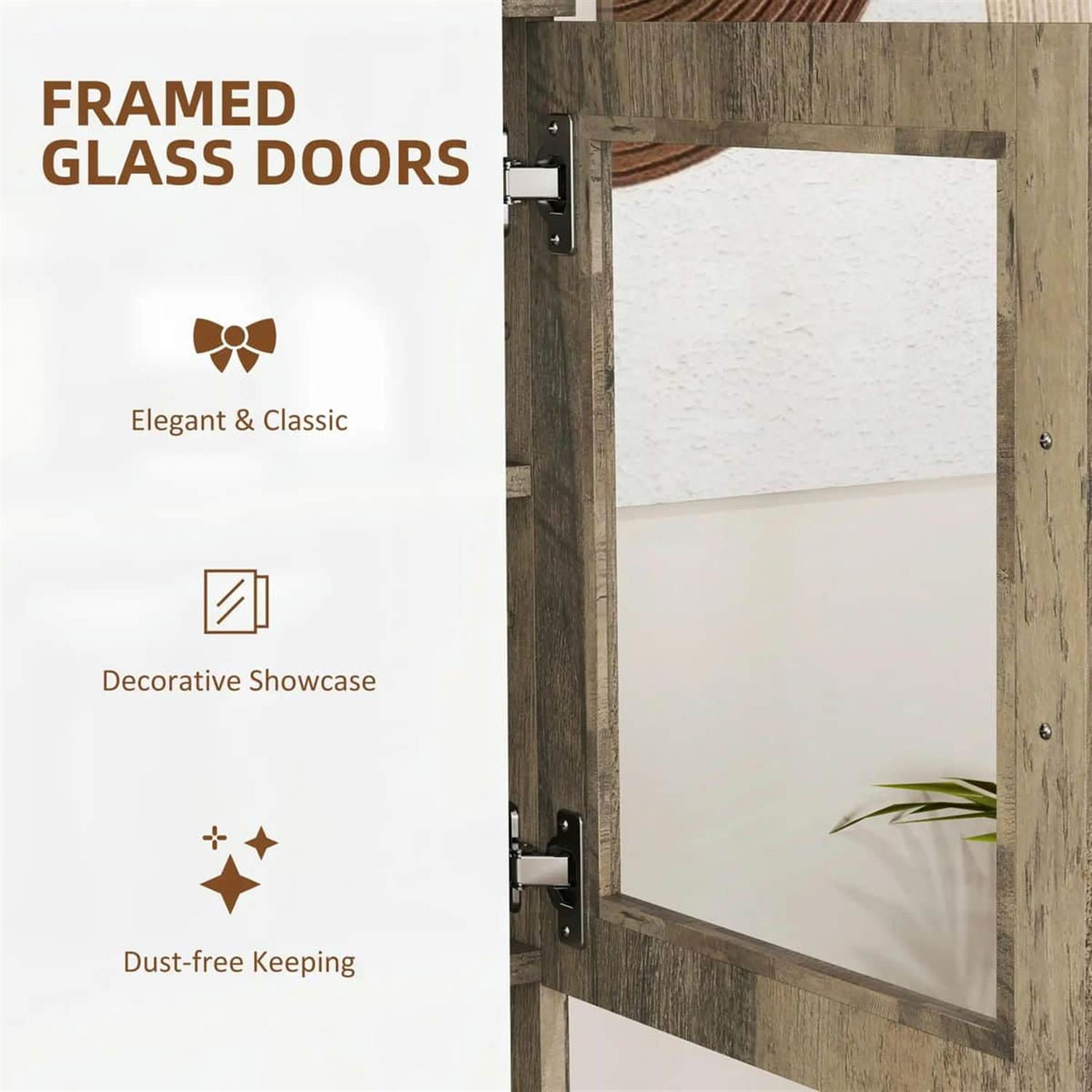 Demi Bonn 67" Buffet Hutch, Modern Kitchen Storage Cabinet, Freestanding Glass Door Pantry, Shelves & Drawers for Home Decor, Gray