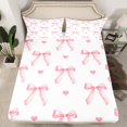 thumbnail image 2 of Erosebridal Pink Bow Tie Sheet Set Twin,Love Heart Bedding Sets Twin Size,Kawaii Bow Twin Sheet Sets,Super Cozy Bowknot Bedroom Decorative,3pcs, 2 of 7