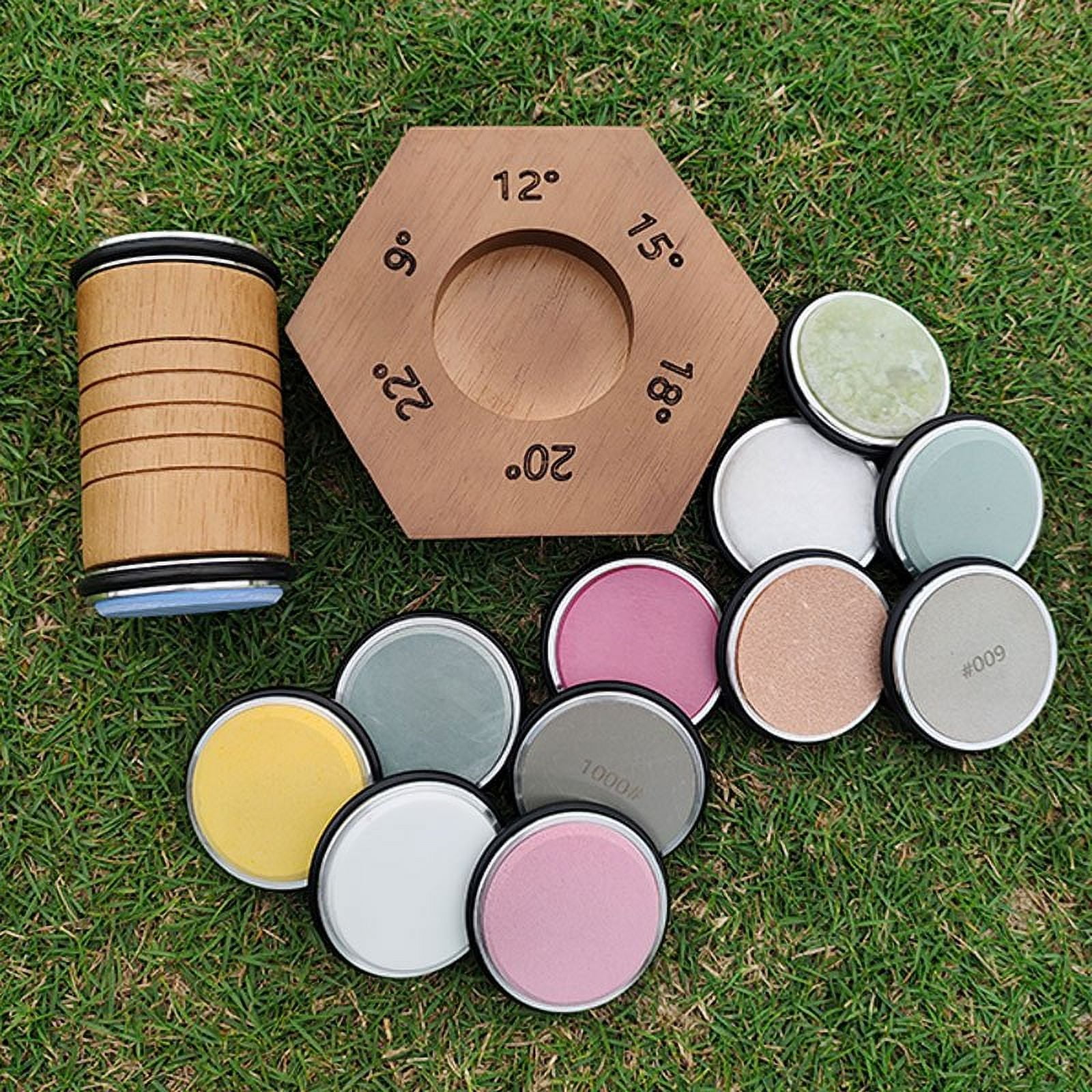 1 set of professional 6-angle diamond whetstones with wooden roller grip - magnetic kitchen knife sharpener with silicone base