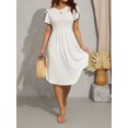 thumbnail image 4 of VISgogo Vestido casual para mujer Cuello redondo Split Manga corta Cintura alta Dobladillo curvo Vestidos de color sólido VISgogo moda, 4 of 9