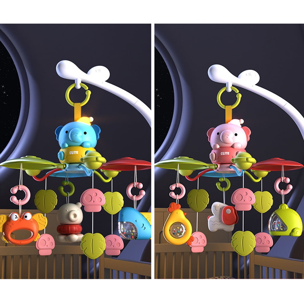 Zeiwohndc Cartoon Elephant Baby Sleep Toy Rotating Music Mobile Infant Crib Hanging Toy