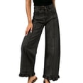 thumbnail image 2 of Aezemi Ruffle Jeans for Women Button High Waisted Trendy Denim Pants Fashion Outdoor Ruffle Hem Pants with Pockets XXL, 2 of 7