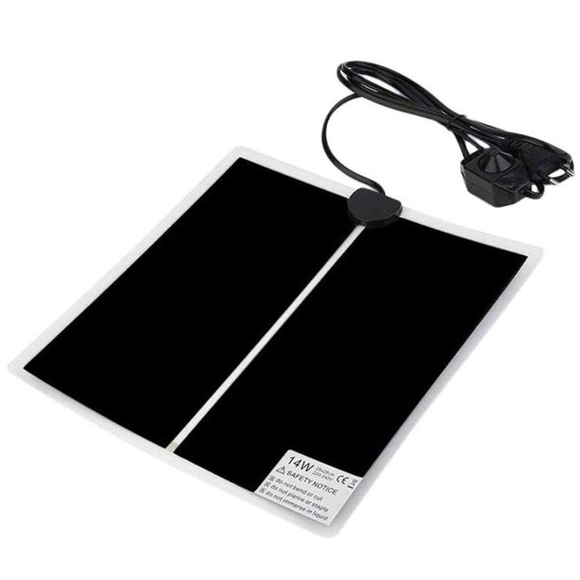 WJCA 14W Reptile Heating Pad with Temperature Adjustment - 110V Non-Adhesive Removable Under Tank Mat, Reliable Heating Solution for Tortoises, Snakes, Lizards, Geckos, Hermit Crabs, Turtles & Amphibi