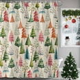 thumbnail image 2 of Shower Curtain Bathroom Set Vintage Christmas Tree Waterproof Fabric Shower Curtains with Grommets&Hooks Winter Plant on Linen Privacy Bath Curtain for Bathtub 36x72in, 2 of 9