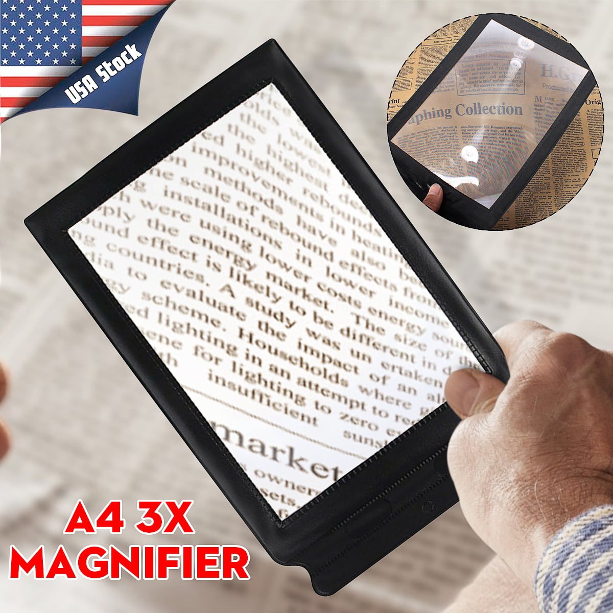 Magpro Magnifying Sheet Flat Full Page Reading Magnifier Perfect Reading Aid for Elderly and People with Low Vision with 2 Bonus Bookmark Magnifying Sheet 