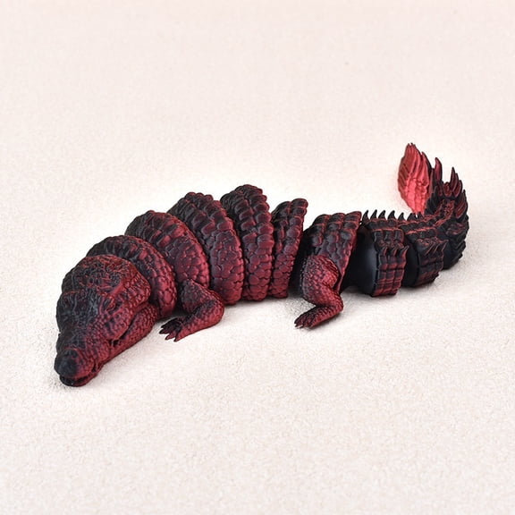 1PC Black red 21CM 3D Printed Crocodile Figurine Dragon - Exquisite Gift, Hot-Selling Business Gift
