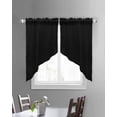 thumbnail image 3 of Black Swag Valances for Windows, Solid Color Farmhouse Black Rod Pocket Sheer Valances for Small Windows, Swag Toppers Light Filtering for Kitchen Living Room 2 Panels 28''x36'', 3 of 6