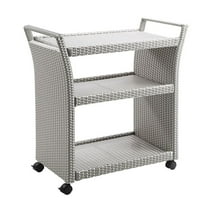Pemberly Row Modern Outdoor Aluminum Wicker Bar Cart in Gray