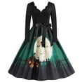 thumbnail image 1 of TIMIFIS Robe d'Halloween et d'Action de Grâce pour Femmes, Robe à Manches Longues, Citrouille Ajourée, Robe de Fête Décontractée Automne/hiver, 1 of 5