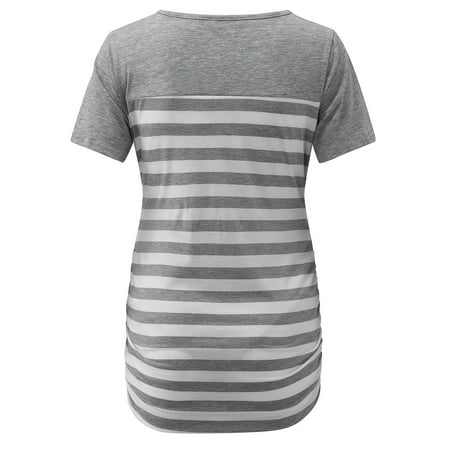 

Qufokar Maternity tail Dresses for Weddings 3 N Tunic Maternity Sleeve Blouse T Casual Short Womens Print Striped Shirt Pregnant Tops Maternity Blouse