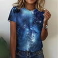 thumbnail image 2 of PVCS Womens Tops Women's Casual Round Neck Sky Printed Short Sleeved Top, 2 of 5