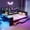Blue, variant on Full Size Platform Bed Frame with Desk and Storage, Wood Gaming Bed with LED Lights & Charging Station, Bookcase Headboard Bed for Teens Adults (Blue)