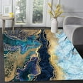 thumbnail image 2 of 5x8 Marble Texture Modern Abstract Blue and Gold Aesthetic Area Rug Non-Shedding Luxury Art Decor Rug for Livingroom Bedroom Diningroom Indoor Floor Carpet, 2 of 7