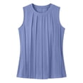 thumbnail image 4 of Noric Women Tank Tops Crew Neck Spring Summer Casual Smocked Chic Loose with Pleated Mesh Fashion Clothes, 4 of 9
