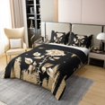 thumbnail image 3 of Black Gold Print Shiny 100% Cotton Duvet Cover Full,Rose Bedding Set for Women,Galaxy Glitter Sparkle(Not Real)Bed Sets,Rose Quilt Cover with 2 Pillowcases Breathable,no Comforter, 3 of 6