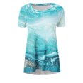 thumbnail image 5 of Pisexur Hauts d'Été Décontractés pour Femmes Imprimé Marbre Longline Col Rond Manches Courtes Tunique Fluide à Porter avec Leggings T-Shirts Amples, 5 of 5