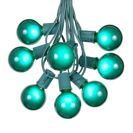 Umbrella String Lights G50 Patio String Lights with 25 Clear Globe Bulbs – Outdoor String Lights – Market Bistro Café Hanging String Lights – Patio Garden Umbrella Globe Lights - Green Wire - 25 Feet ()