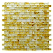 Abolos- Amber 0.63" x 1.25" Glass Mosaic Tile in Glazed Brushed Gold (1SHEET / 1.12SQFT)